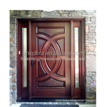 Latest solid wood main door design with side light